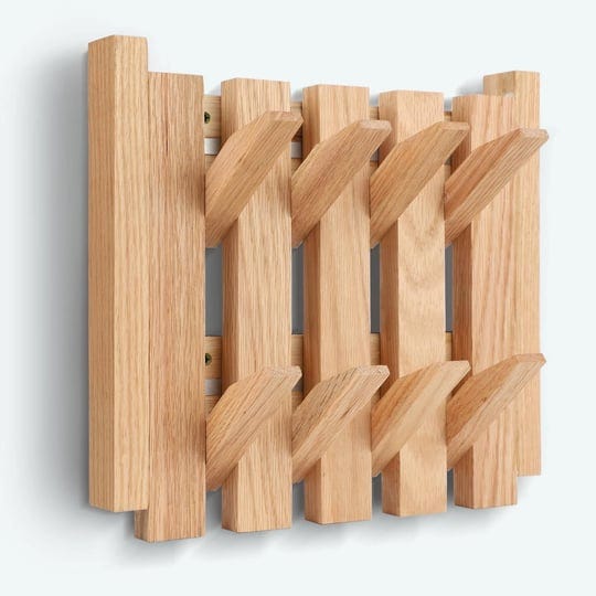 natural-wood-wall-mounted-piano-coat-rack-8-flip-down-hooks-solid-wood-entryway-wall-art-hook-rack-s-1