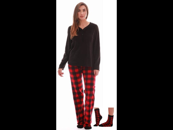 just-love-womens-ultra-soft-pajama-pant-set-with-matching-fuzzy-socks-red-black-buffalo-plaid-3x-wom-1