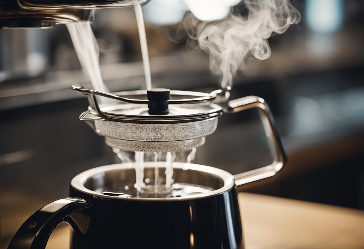 Coffee maker with steaming water