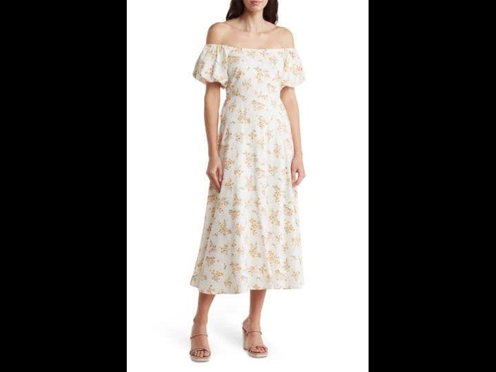 august-sky-womens-floral-off-shoulder-side-split-midi-dress-large-ivory-multi-1