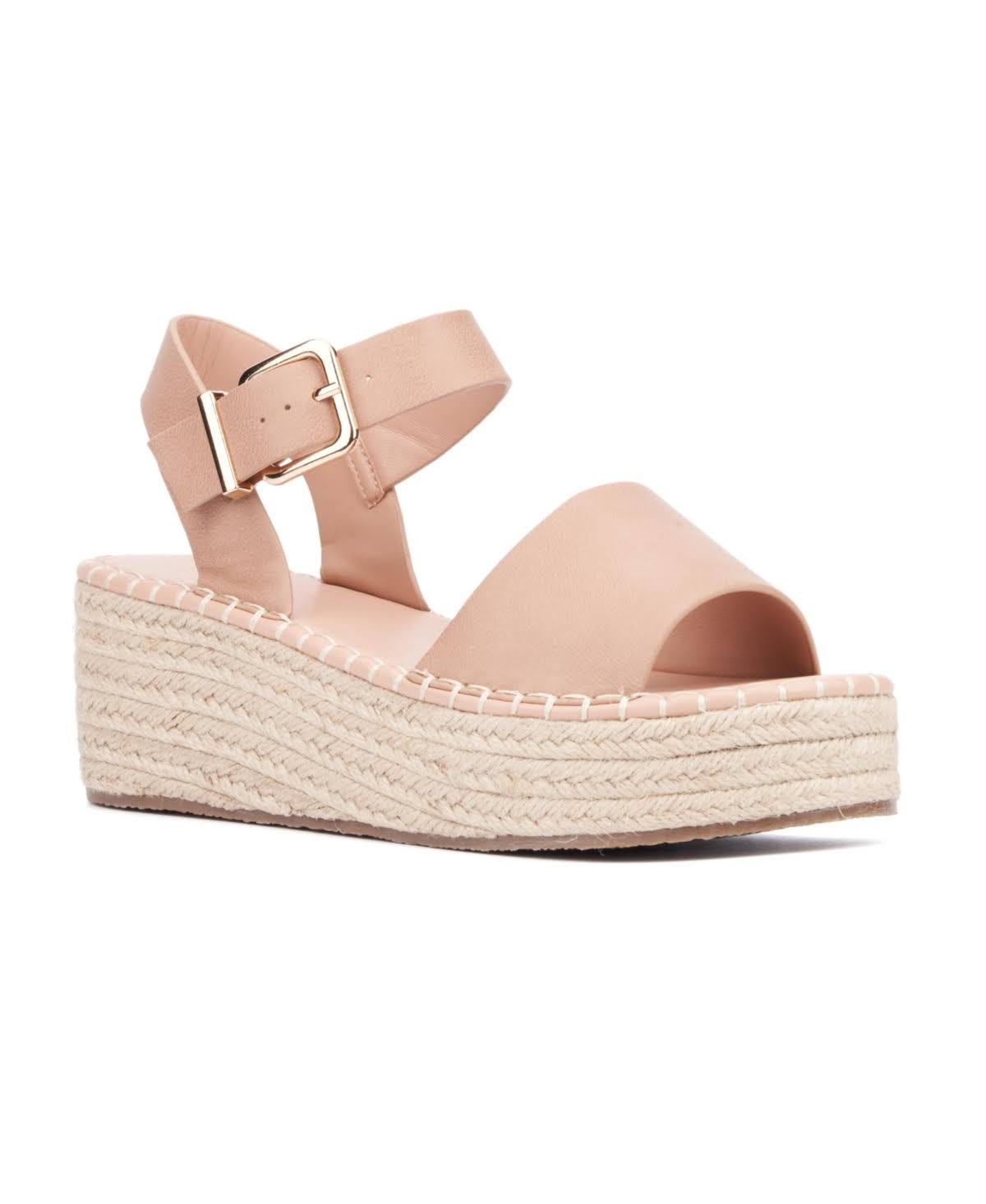 Elandra Platform Wedges: Comfortable Beige Sandals for Everyday Wear | Image