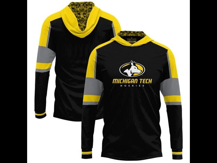 mens-black-michigan-tech-huskies-long-sleeve-hoodie-t-shirt-size-medium-1