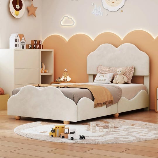 upholstered-platform-bed-with-cloud-shaped-bed-board-beige-twin-1