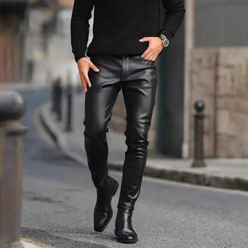 Casual Black Leather Pants Outfit | Image