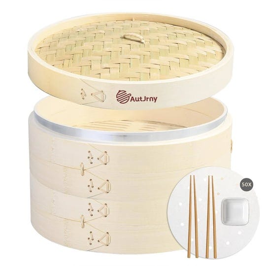 autjrny-10-6-inch-bamboo-steamer-basket-2-tier-with-stainless-steel-rings-50-liners-sauce-dish-2-cho-1