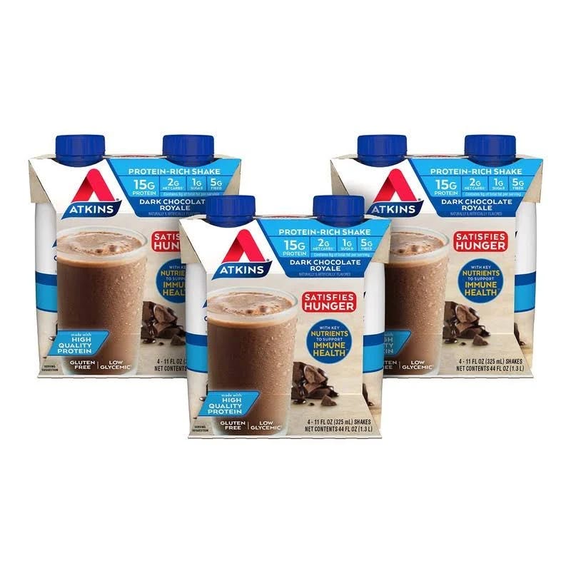 Atkins Dark Chocolate Royale Protein-Rich Shakes (Gluten-Free, Keto-Friendly) | Image