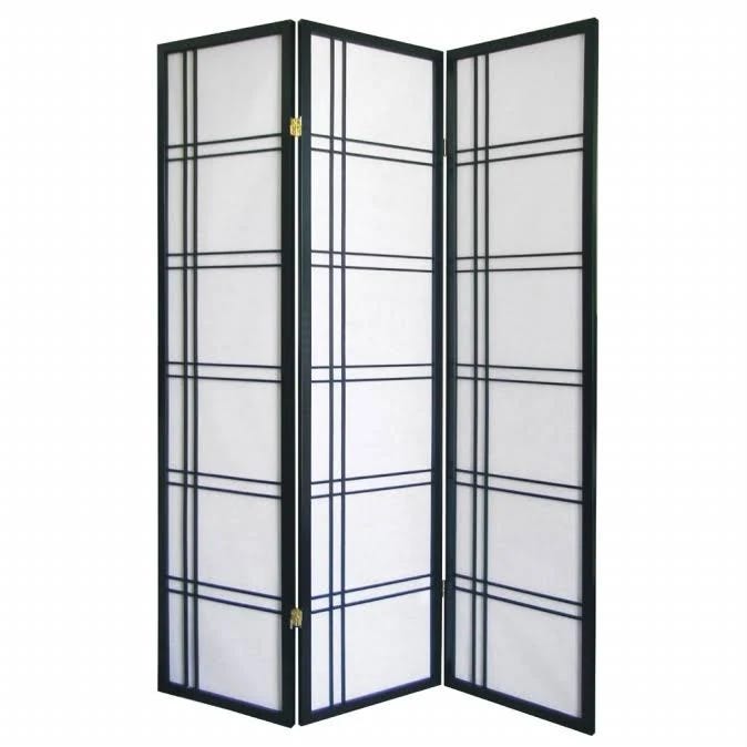 Contemporary 3-Panel Room Divider in Black | Image