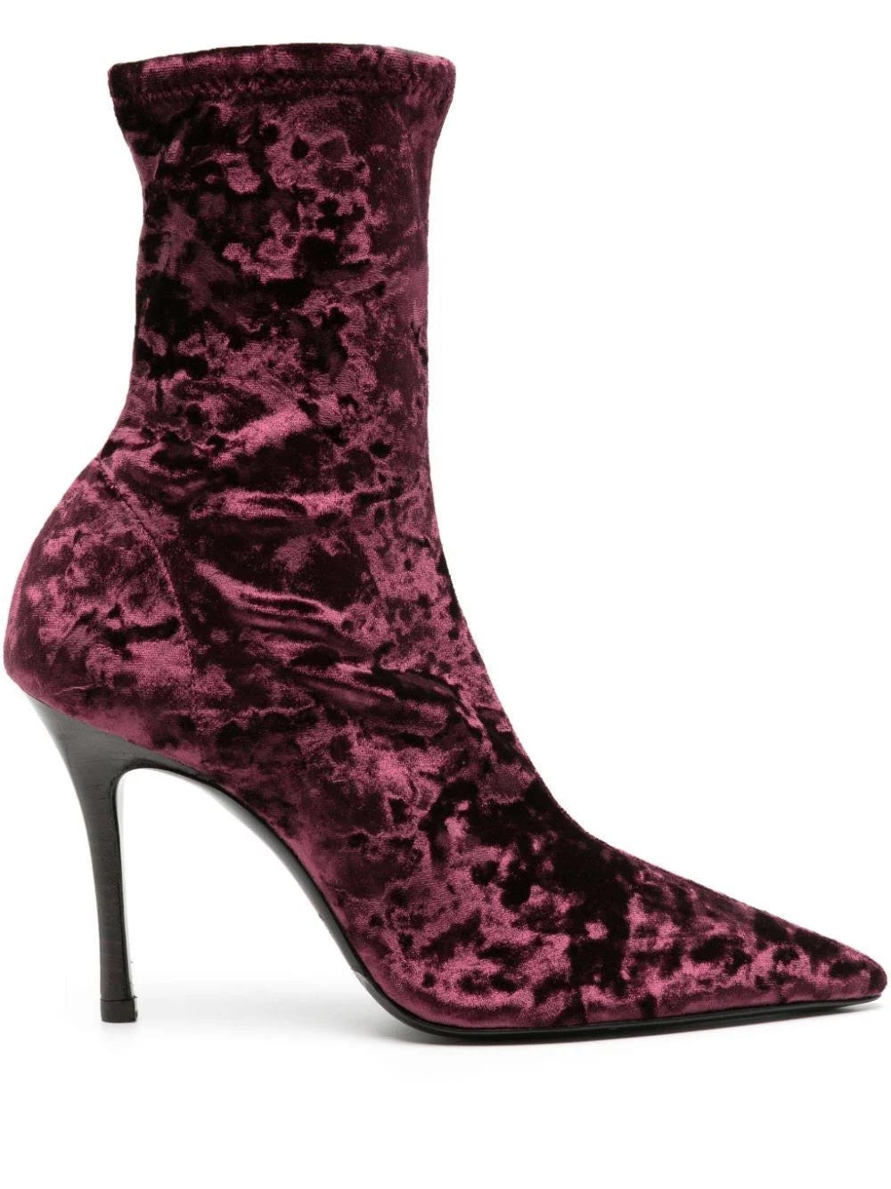 Stylish Purple Crushed-Velvet Heel Boots by Arteana | Image