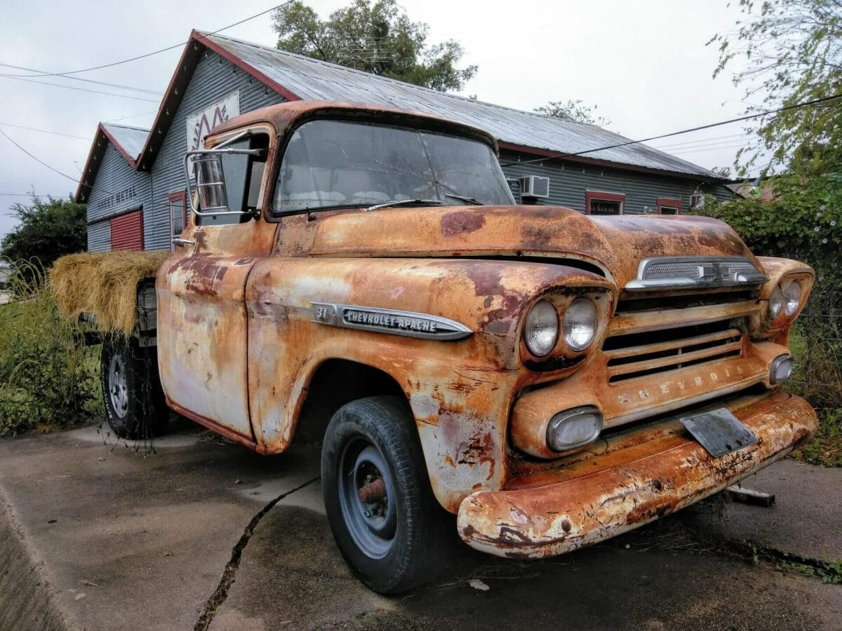 An antique truck in downtown Clifton, TX