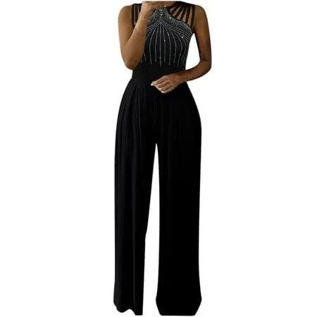 Chic, Rhinestone-Embellished Pant Jumpsuit for Women | Image