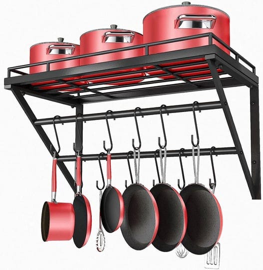 nisorpa-wall-mounted-pot-rack-with-2-tiers-kitchen-pot-organizer-multifunctional-iron-pot-rack-stora-1