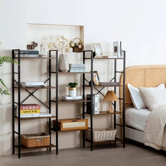 cliffbuck-triple-wide-4-tier-bookshelf-large-industrial-bookcase-with-11-open-display-shelves-with-m-1