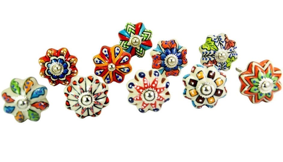 dorpmarket-set-of-10-vintage-color-multi-designed-ceramic-cupboard-cabinet-door-knobs-drawer-pulls-c-1