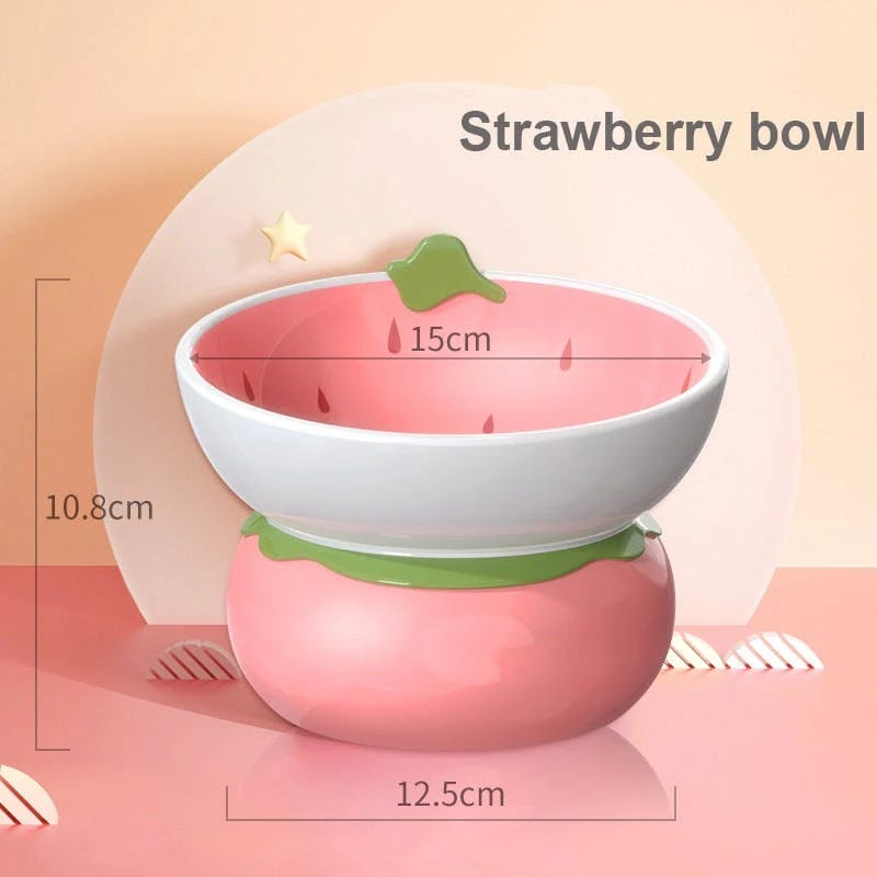 Elevated Cat Food Bowls - Fruit Shape: GROOMY, Strawberry | Image