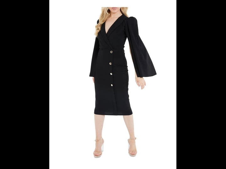 quiz-womens-surplice-cape-sleeve-sheath-dress-black-1