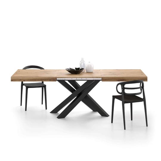 mobili-fiver-emma-160-extendable-dining-table-rustic-oak-with-black-crossed-legs-laminate-finished-i-1