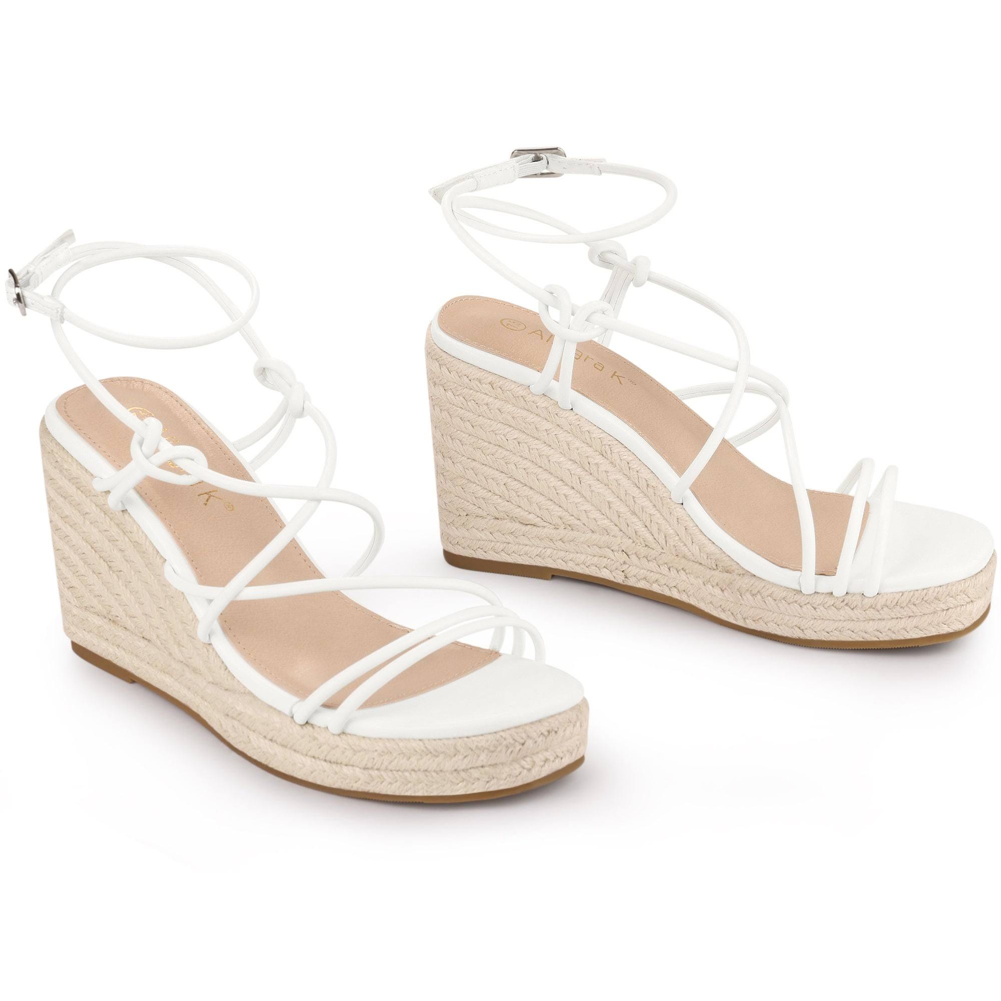 Stylish White Espadrilles Wedge Sandals with Platform Heels | Image