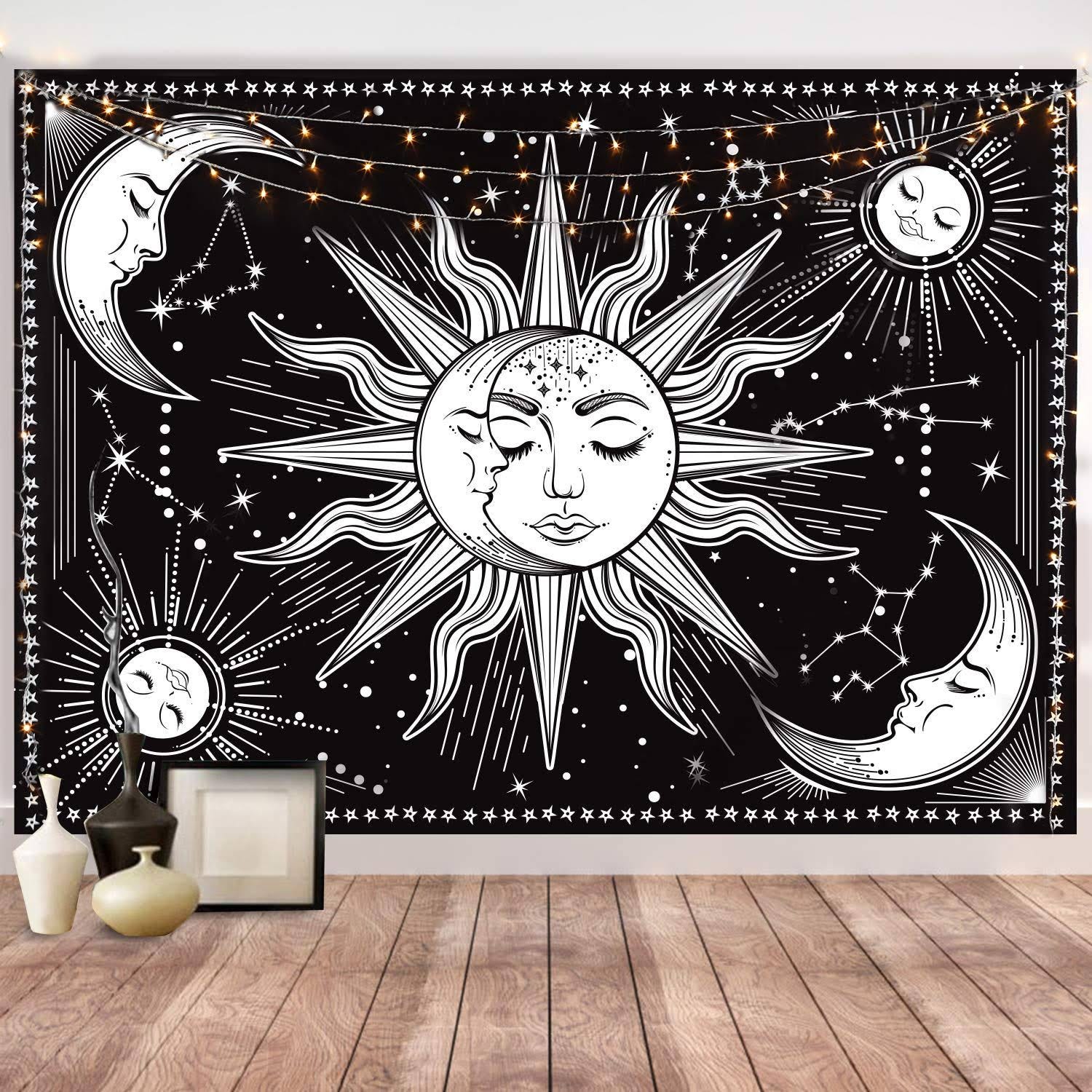 Black and White Moon Tapestry for Bohemian Decor | Image