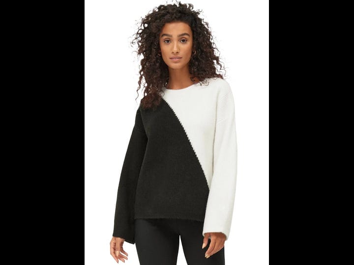 plus-size-womens-colorblock-pullover-sweater-by-ellos-in-white-black-size-18-20-1