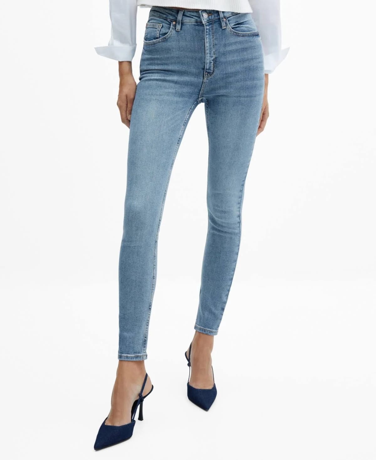 Mango High-Rise Skinny Jeans for Women - Midnight Blue | Image