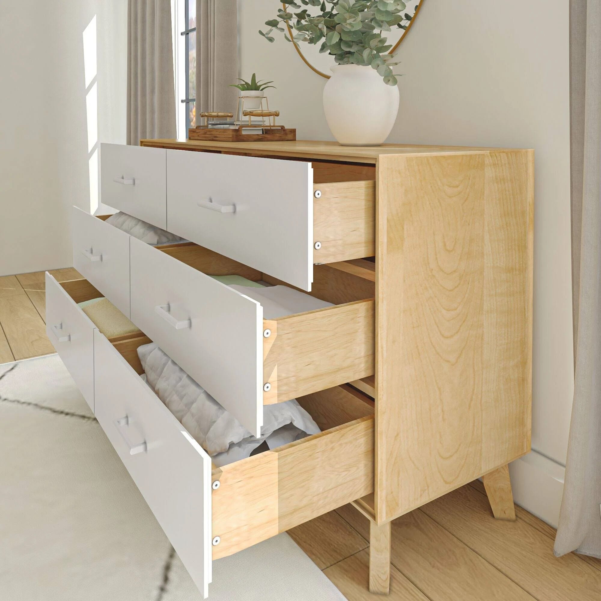 Plank+Beam Duo: 6-Drawer Modern White Chest of Drawers | Image