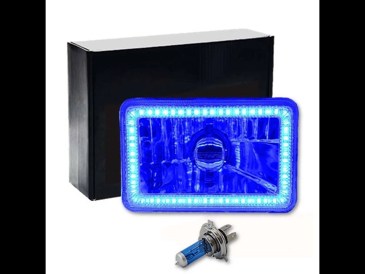 4x6-blue-smd-led-halo-crystal-glass-metal-headlight-light-bulb-headlamp-each-1