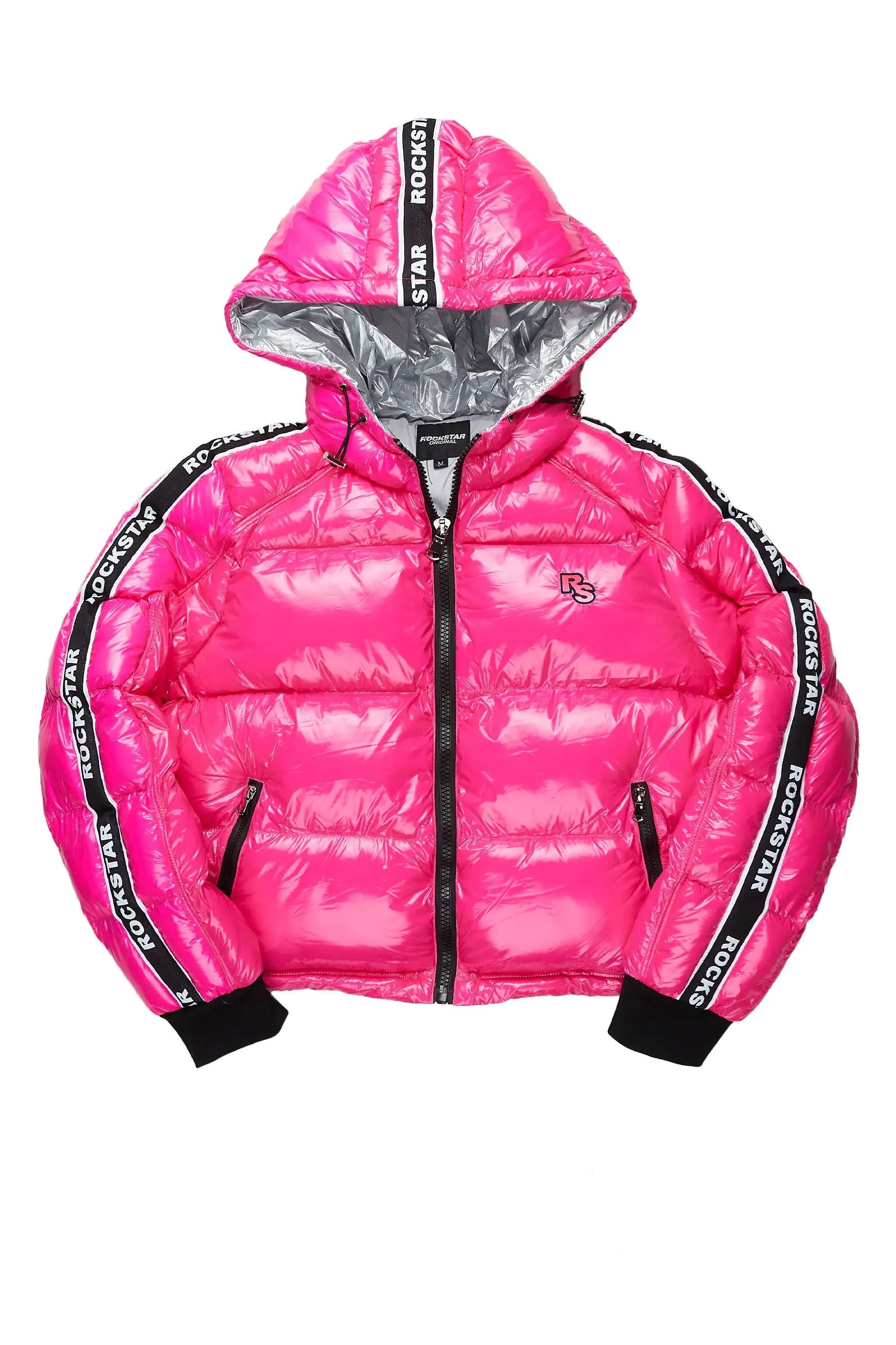 Stylish hot pink puffer jacket for women | Image