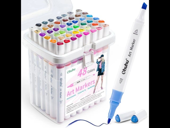 ohuhu-markers-48-color-double-tipped-alcohol-markers-chisel-fine-alcohol-based-art-marker-set-for-ad-1