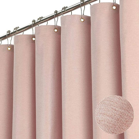 bttn-blush-fabric-shower-curtain-linen-textured-weighted-cloth-shower-curtain-set-with-12-plastic-ho-1