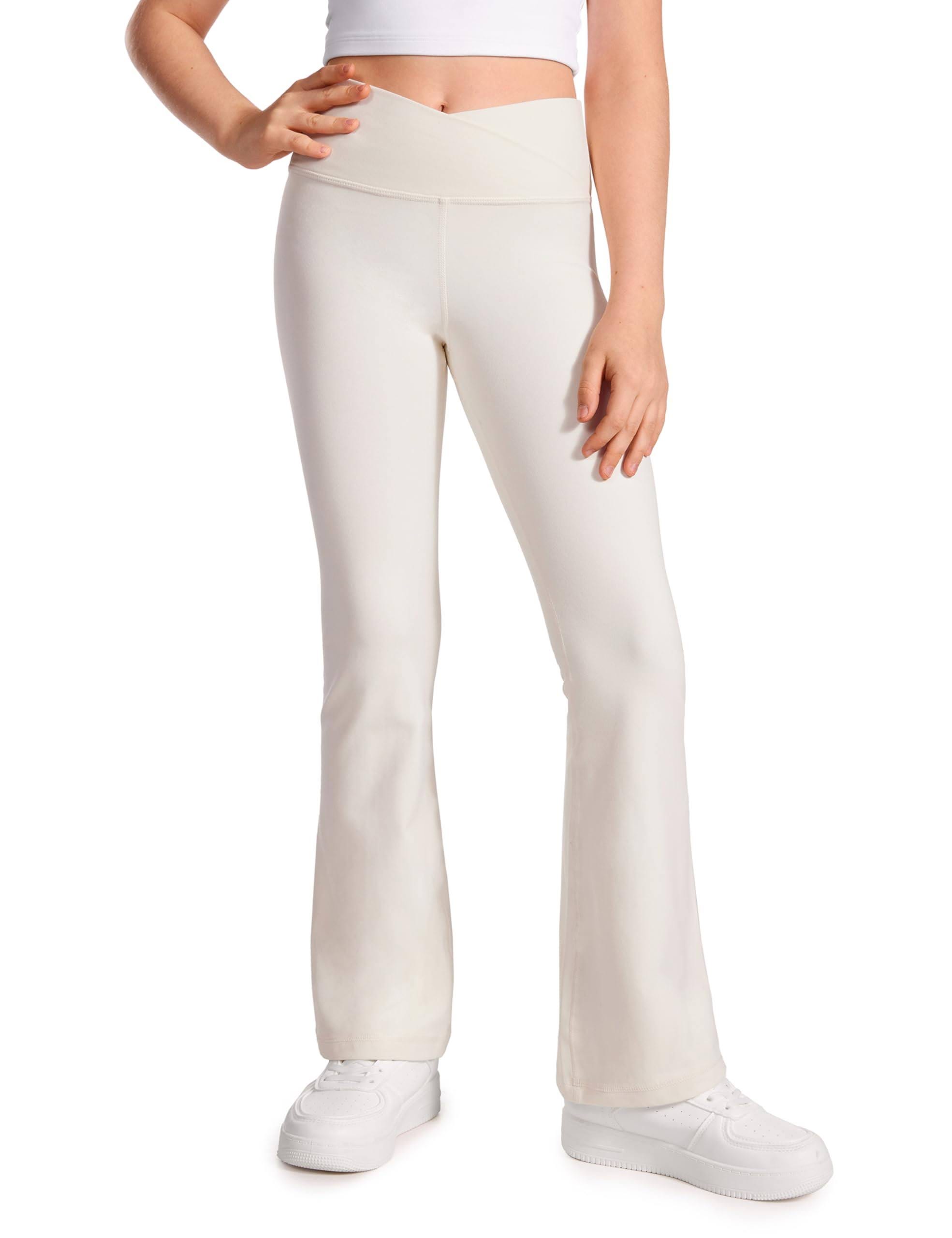 Stylish White Flare Leggings for Active Sports and Yoga | Image