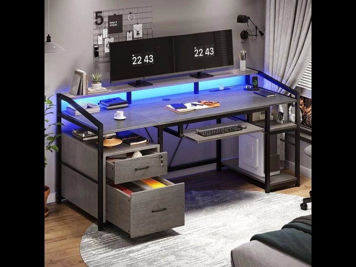 63-computer-desk-gaming-desk-with-led-light-power-outlet-grey-1