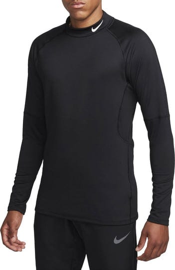 nike-mens-pro-dri-fit-warm-long-sleeve-fitness-mock-top-black-size-medium-1