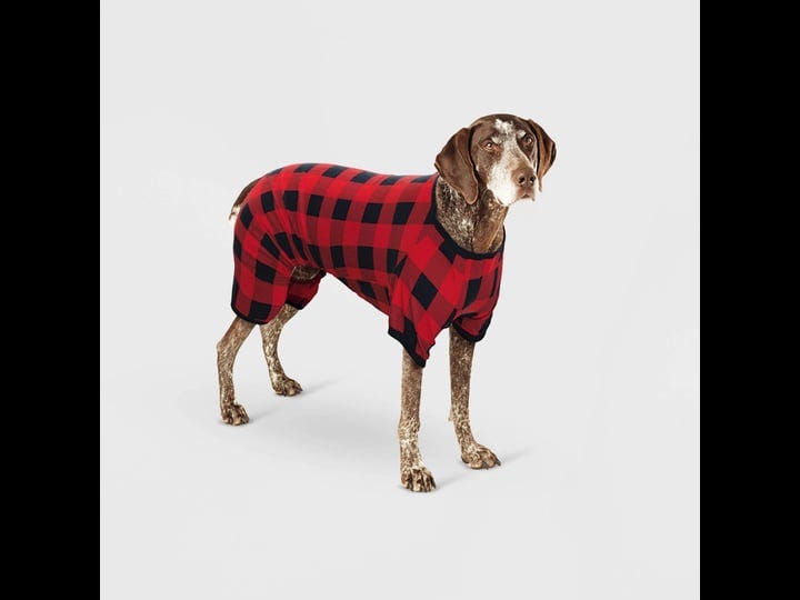 plaid-pet-pajamas-dog-clothes-size-large-red-new-1