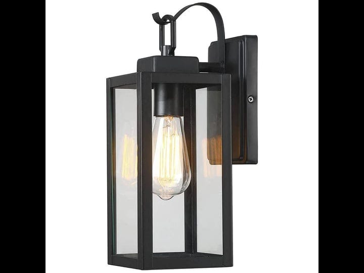 1-light-matte-black-outdoor-wall-lantern-sconce-with-clear-glasee-1