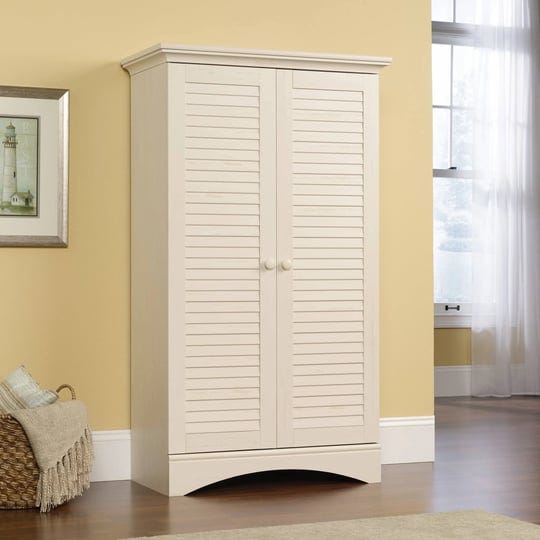 sauder-harbor-view-engineered-wood-storage-cabinet-in-antiqued-white-400742-1