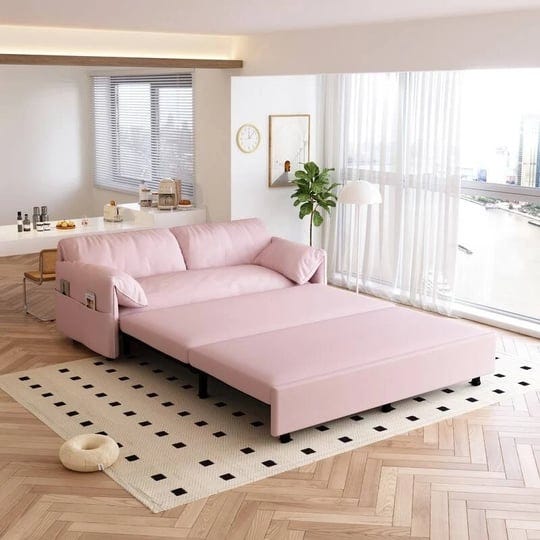 3-in-1-63-8-queen-pull-out-sofa-bed-convertible-sleeper-sofa-with-side-storage-pink-1