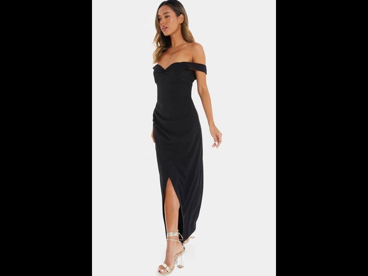 quiz-ruched-bardot-wrap-maxi-dress-black-11