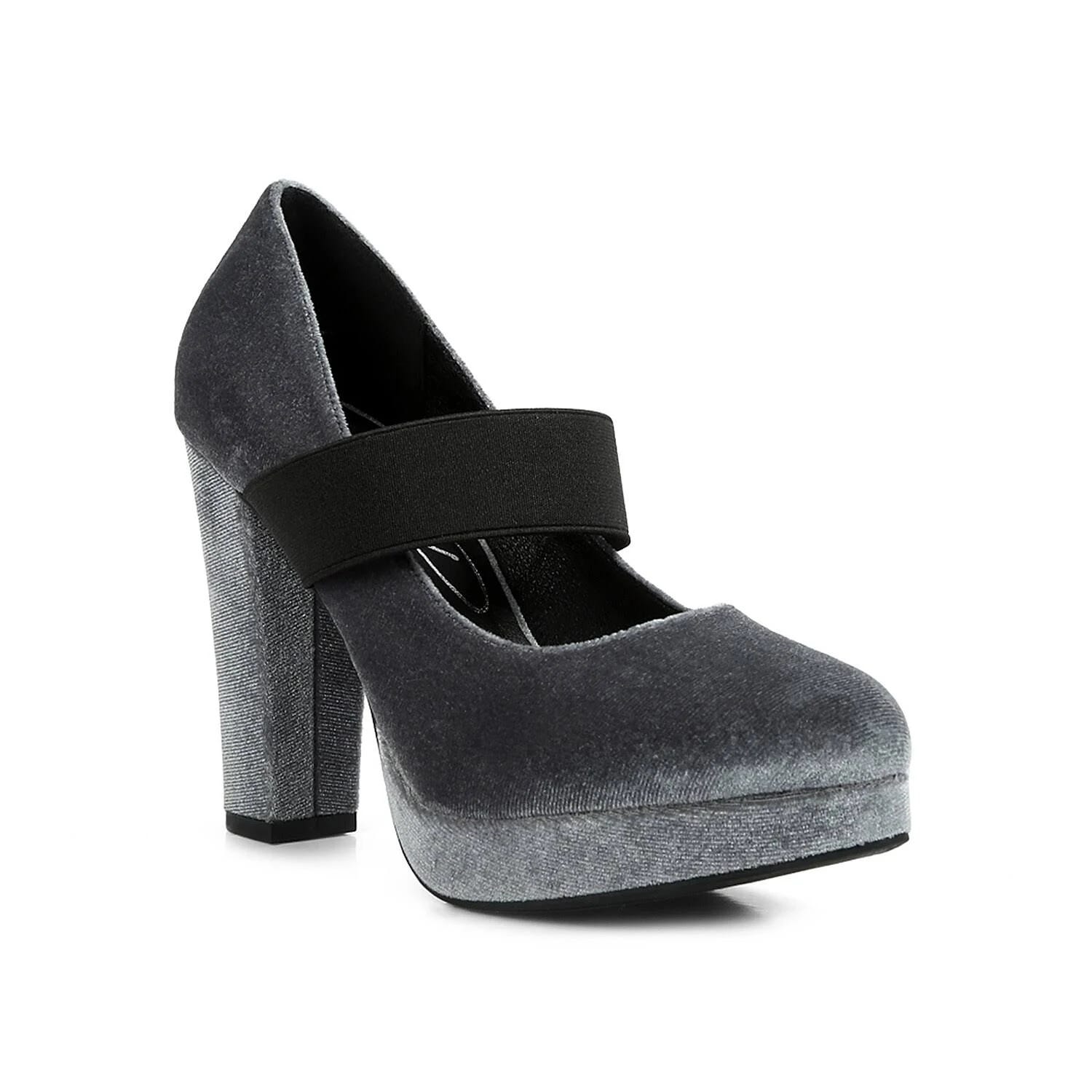 Elevated Velvet Pump with Rubber Sole | Image