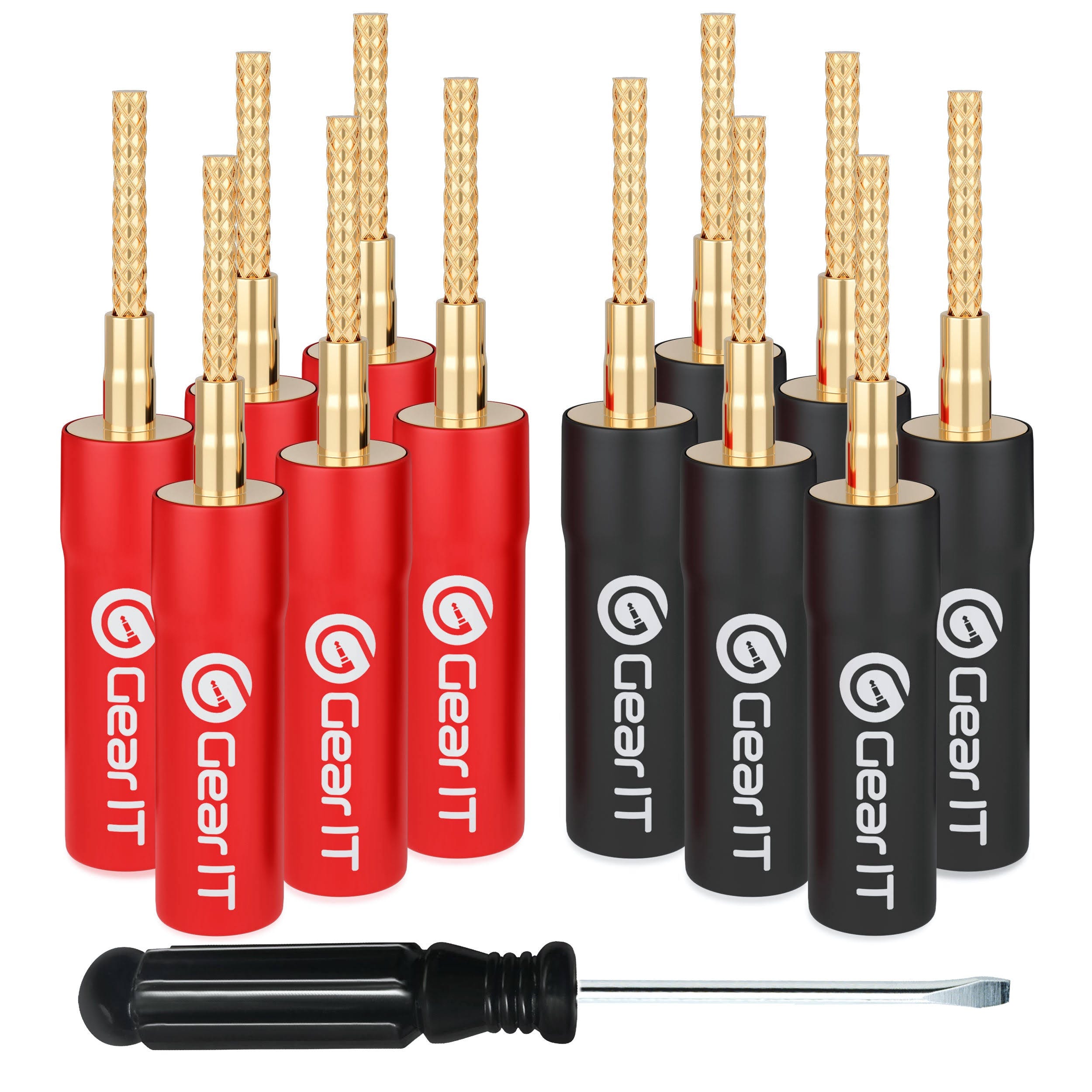 GearIT Speaker Wire Connector Gold Plated Insulated Banana Plugs | Image
