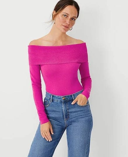 ann-taylor-off-the-shoulder-sweater-size-2xl-rich-pink-berry-womens-1