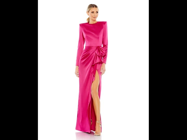 mac-duggal-satin-bow-long-sleeve-column-gown-in-magenta-at-nordstrom-size-9
