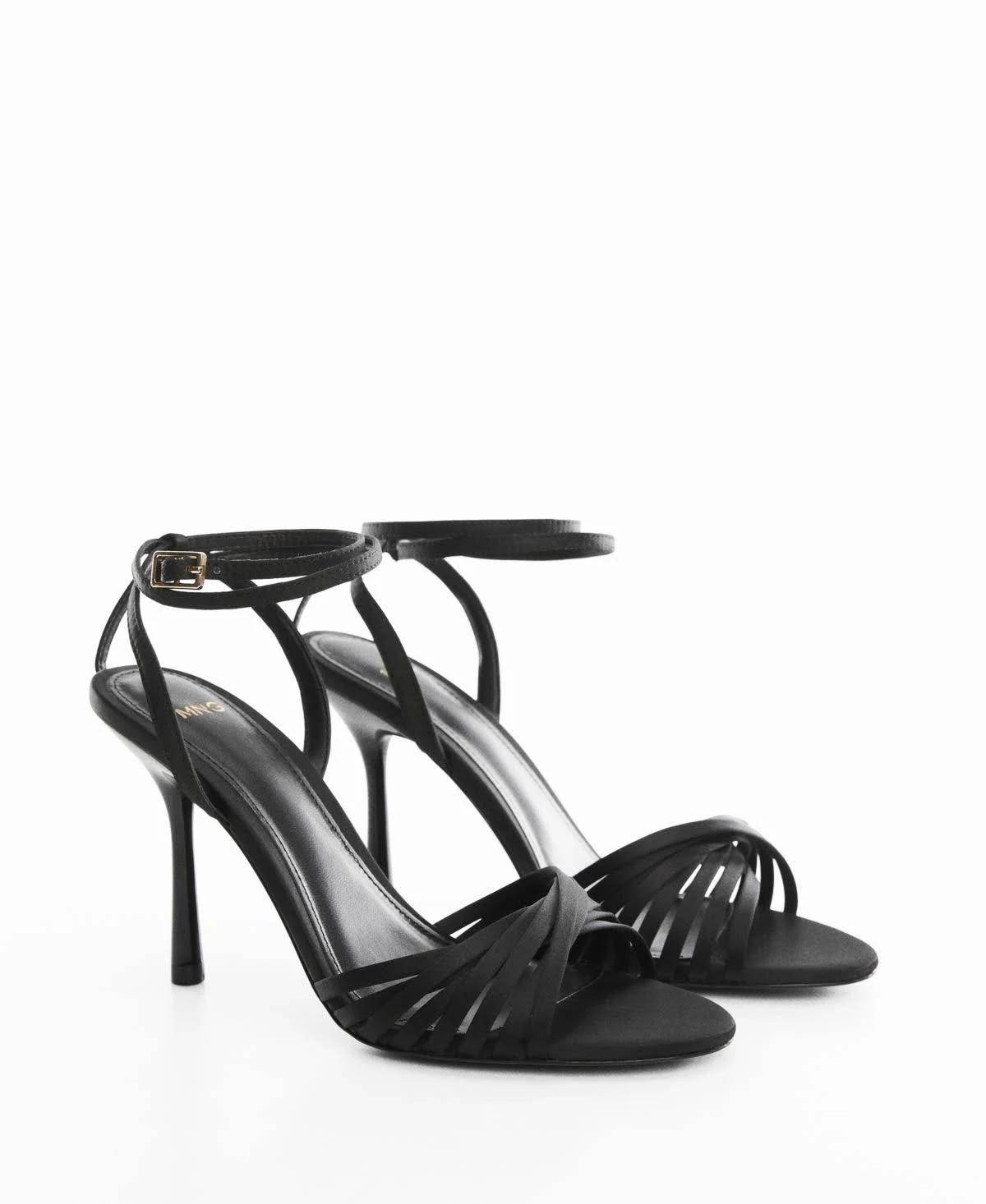 Black Strappy Heeled Sandals by Mango | Image