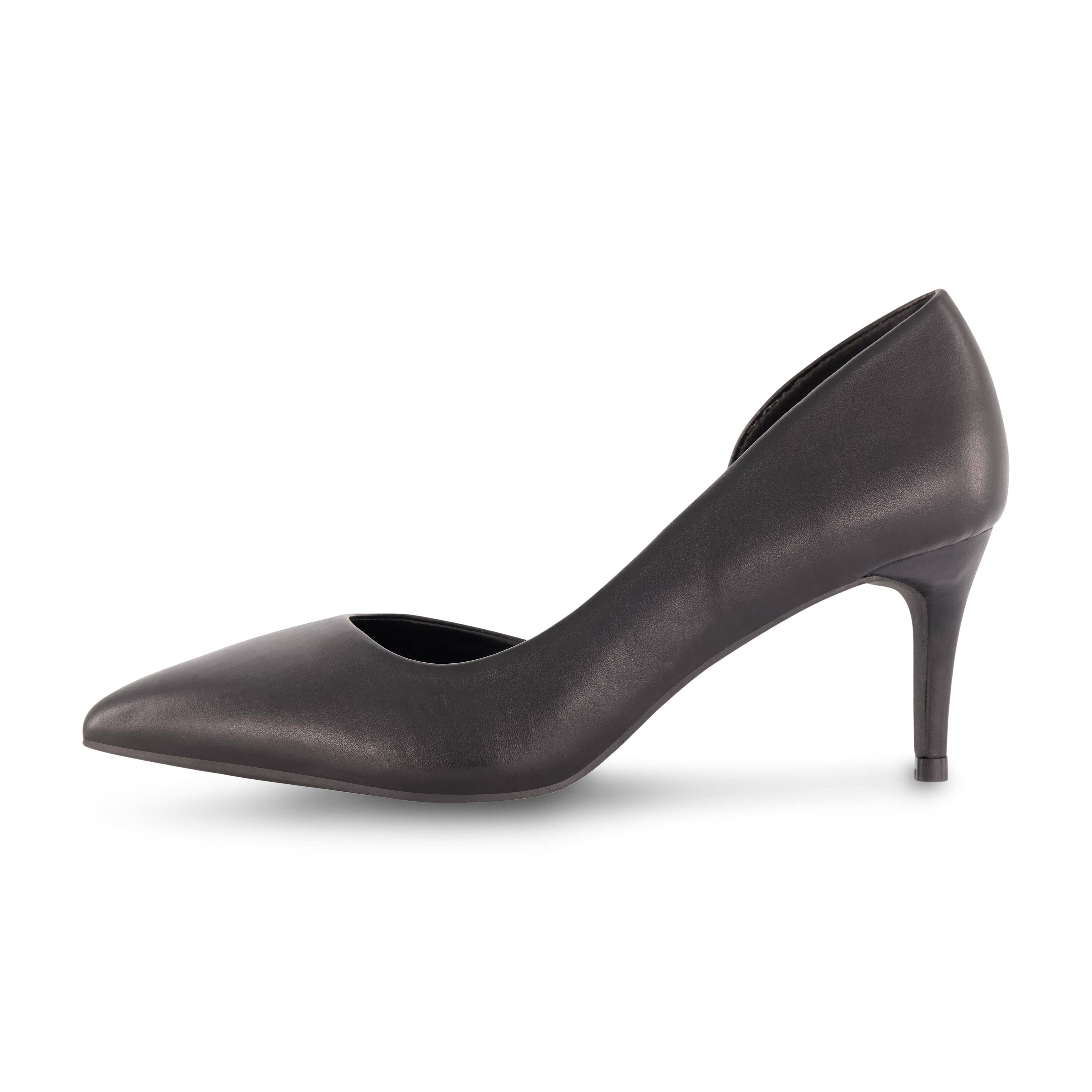 Comfortable Vegan Leather Pump with Memory Foam Insole for Black Simple Heels | Image