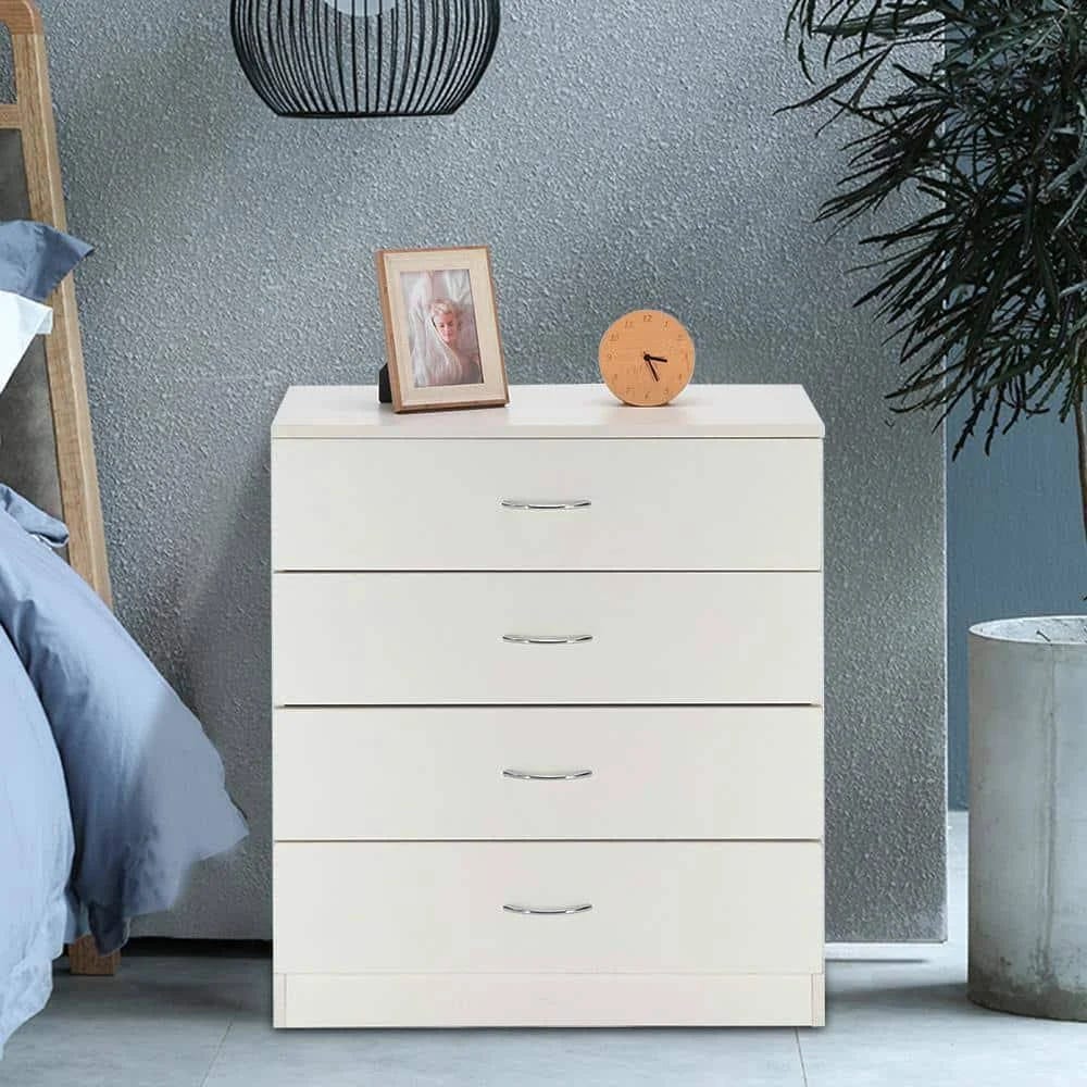 Sleek Modern 4-Drawer White Dresser for Spacious Storage | Image