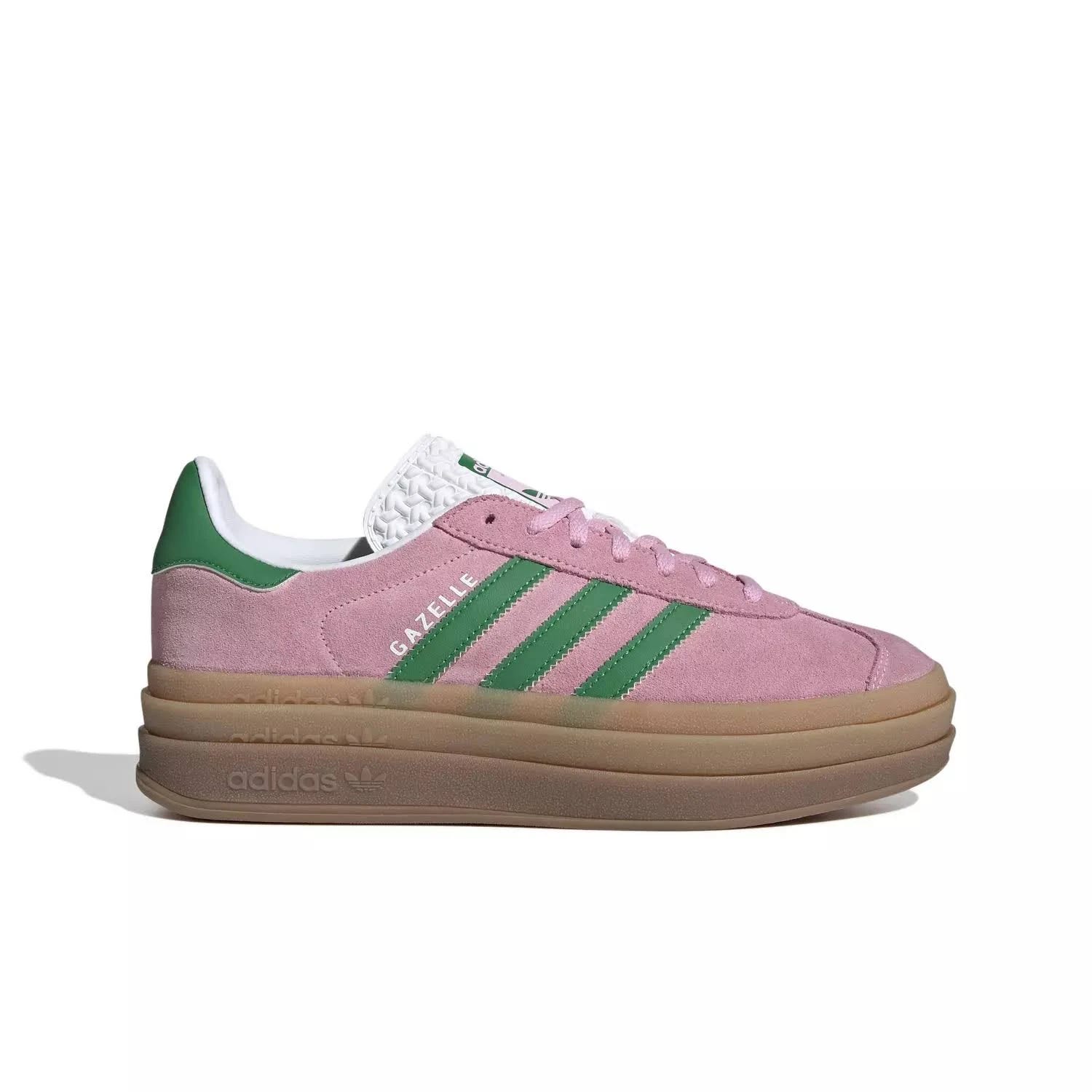 Adorable Pink and Green Adidas Originals Gazelle Bold Shoes | Image