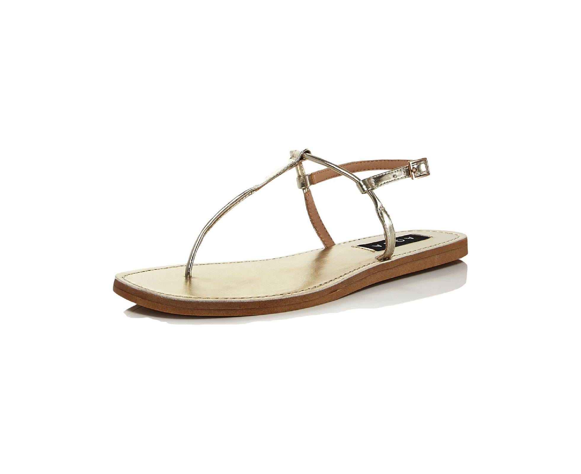 AQUA Women's Fashionable Slide-On Sandals in Gold | Image