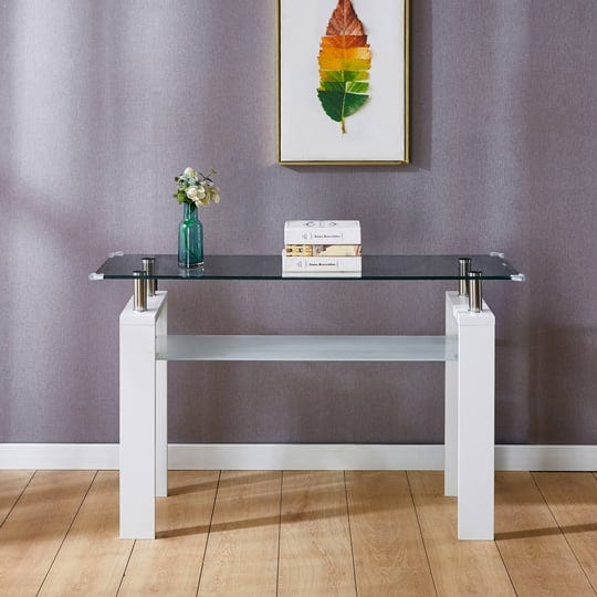 white-minimalist-tempered-glass-console-table-clear-top-frosted-shelf-1