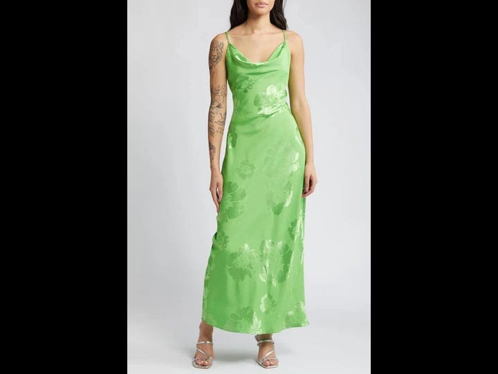 topshop-cowl-neck-cami-maxi-slip-dress-in-green-jacquard-1