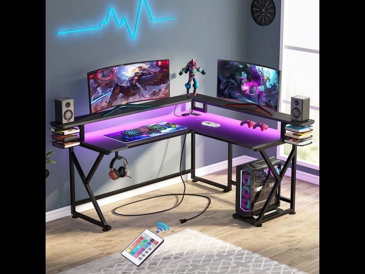 tribesigns-l-shaped-gaming-desk-with-led-lights-power-outlet-corner-computer-desk-with-monitor-stand-1