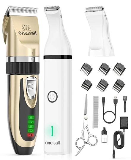 oneisall-dog-clippers-and-dog-paw-trimmer-kit-2-in-1-low-noise-cordless-dog-clippers-for-grooming-pe-1